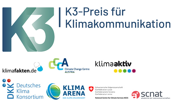 Logo des K3-Preises und beteiligte Partnerorganisationen