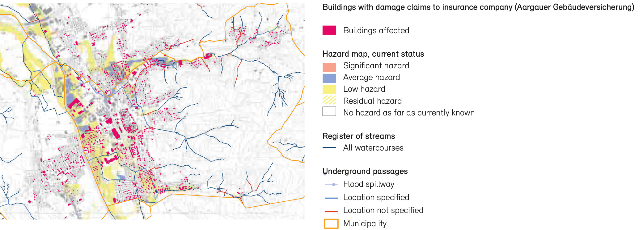 New hazards outside zones at risk from floods according to the hazard map