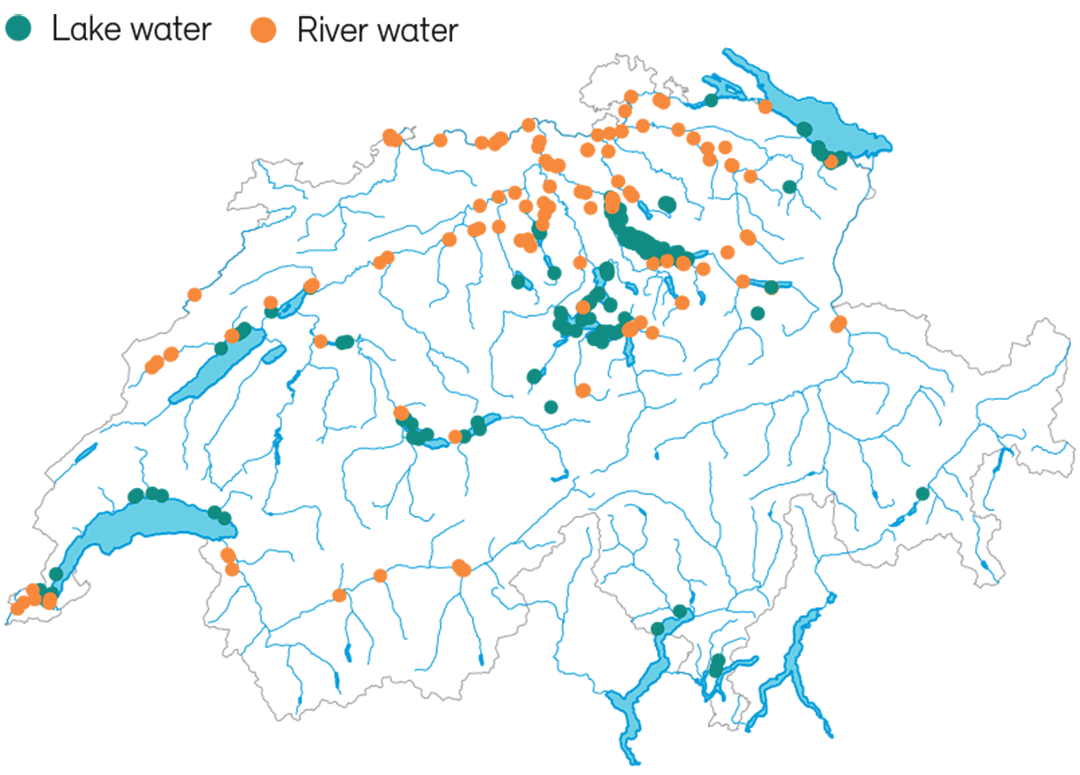Thermal use of river and lake water in Switzerland